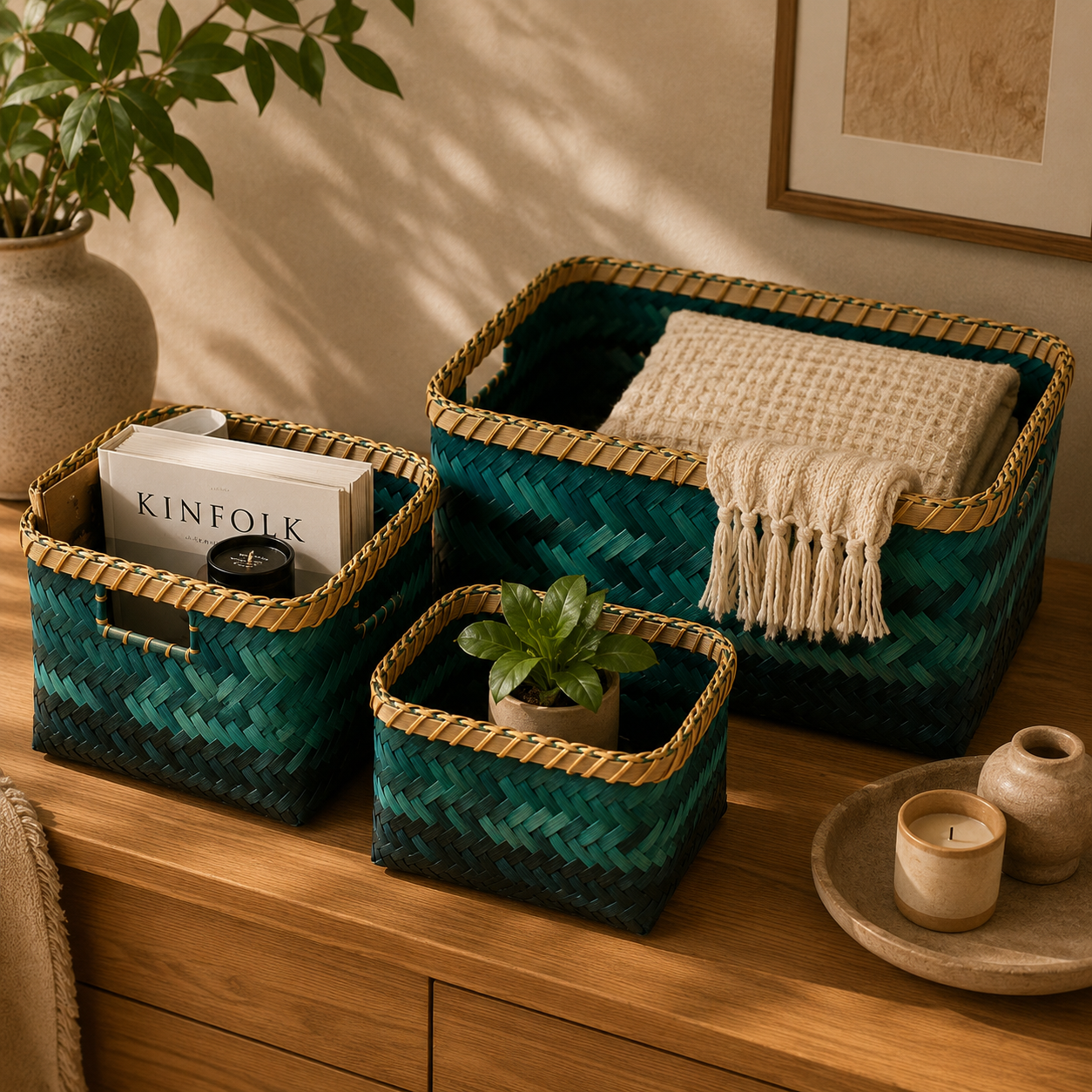 Bamboo Utility Basket Set