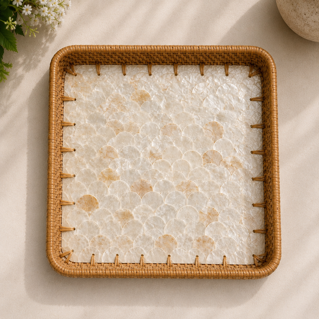Ivory Pearl Tray | Square