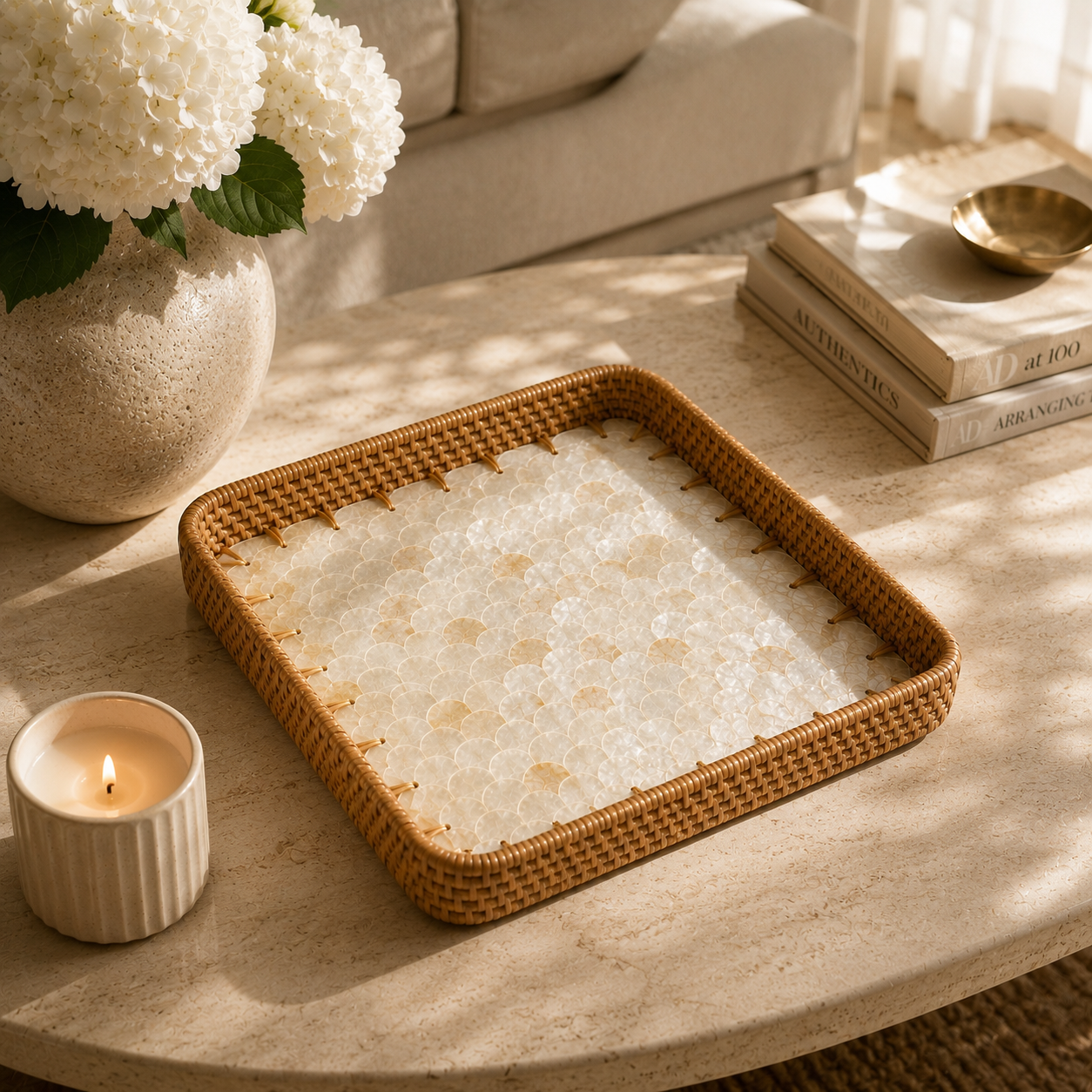 Ivory Pearl Tray | Square