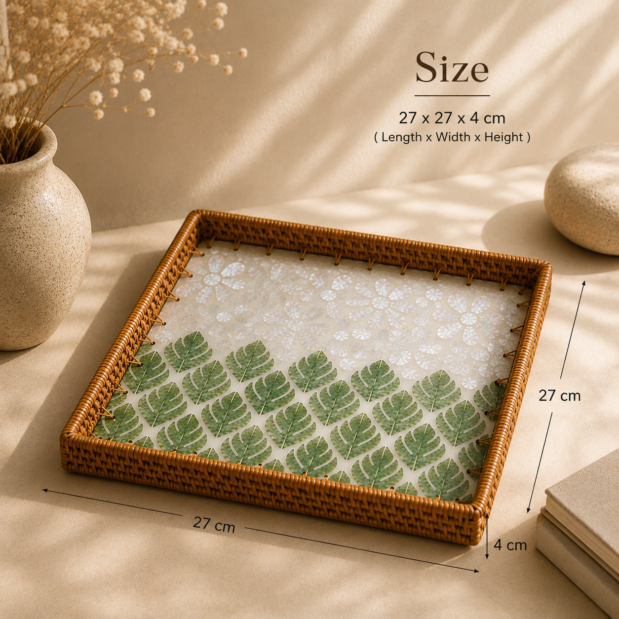 Monstera Pearl Tray | Sqaure