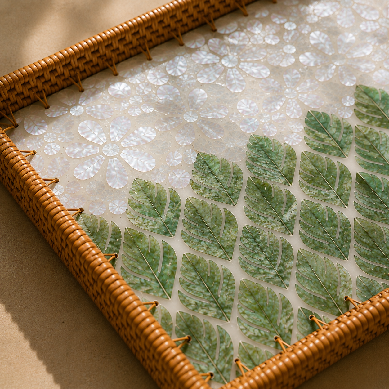 Monstera Pearl Tray | Sqaure