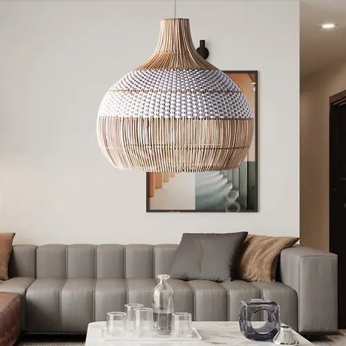 Tumip(White)- Unique handmade Woven Hanging Pendant Light
