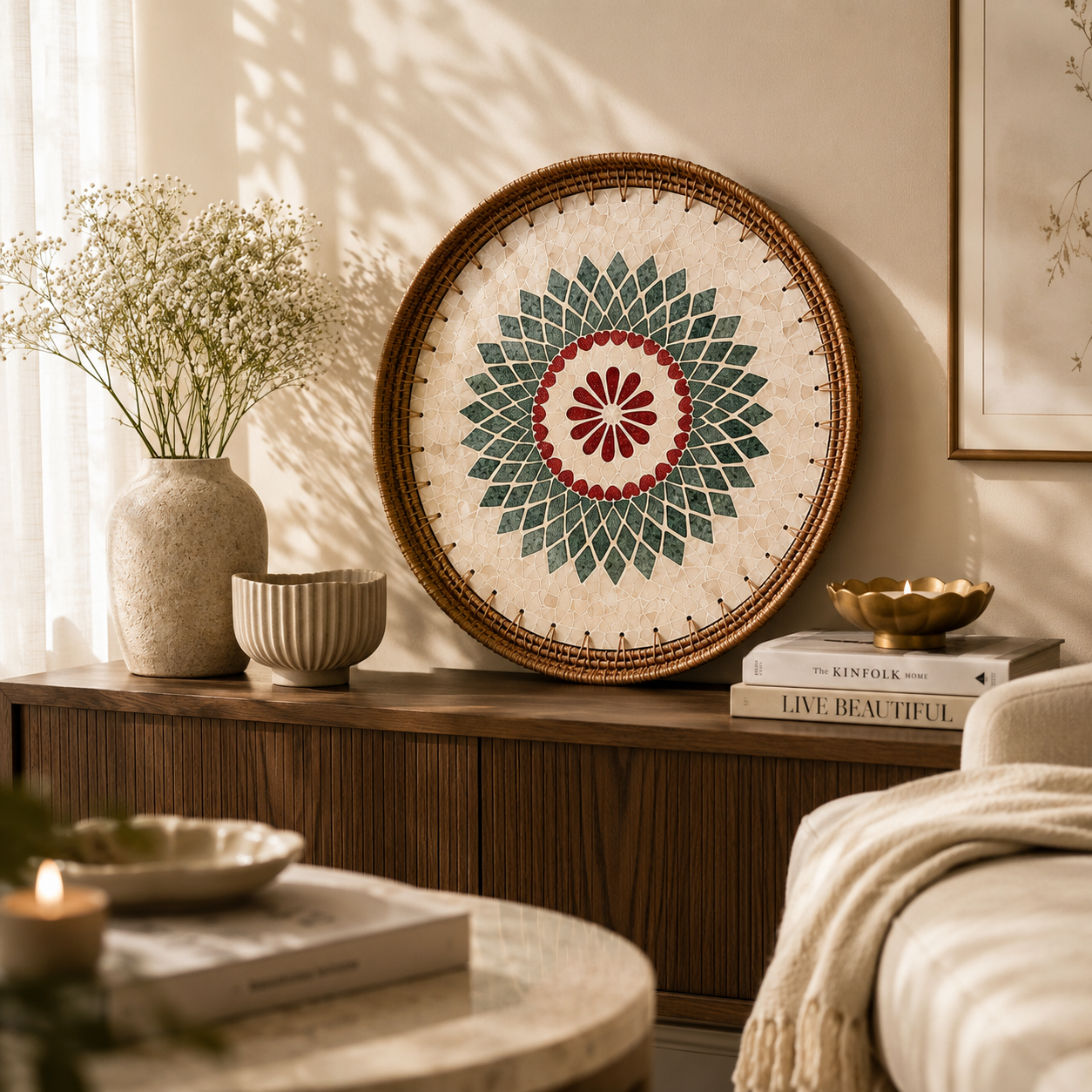 Mosaic Pearl Tray | Round