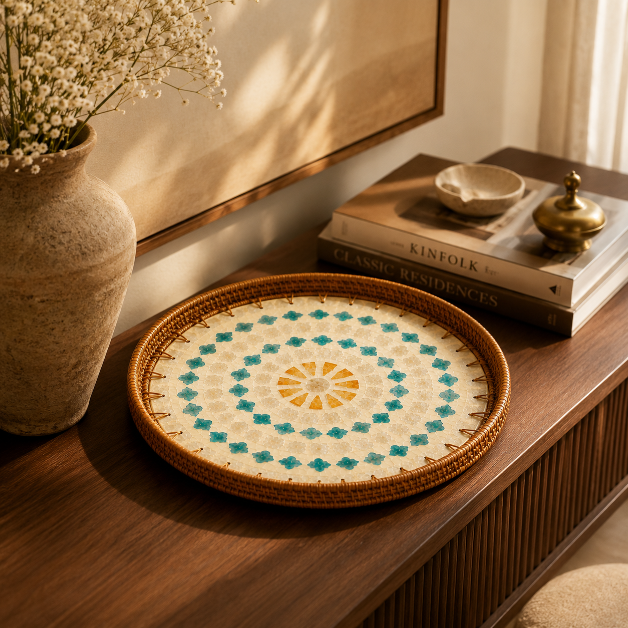 Turquoise Pearl Tray | Round