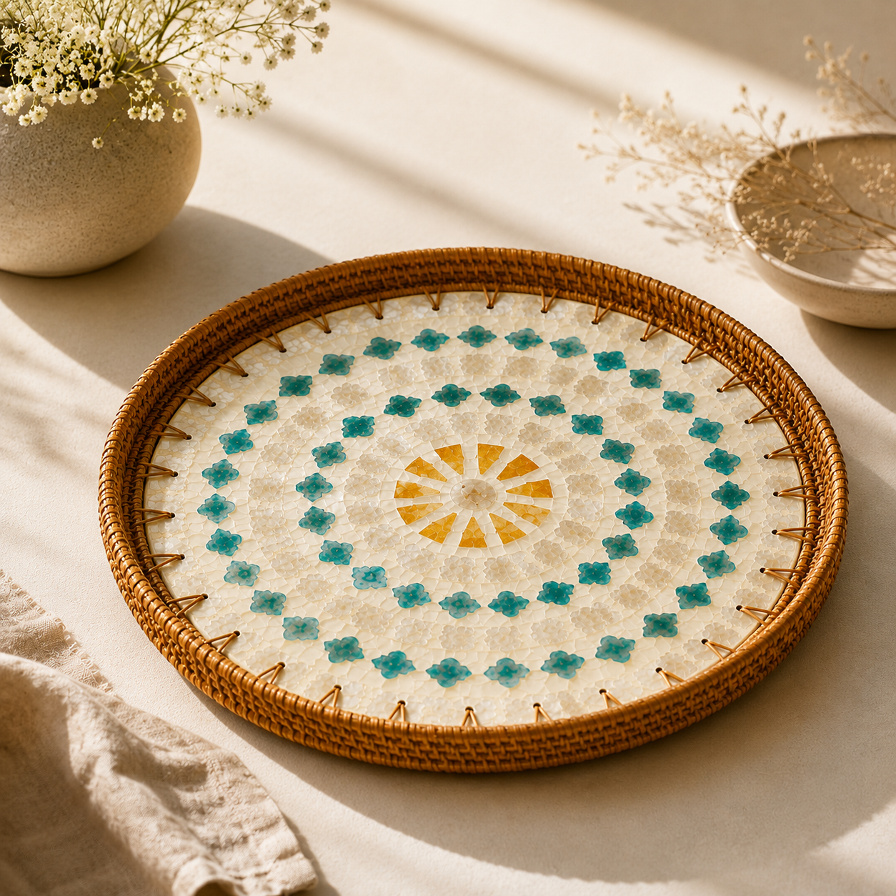 Turquoise Pearl Tray | Round