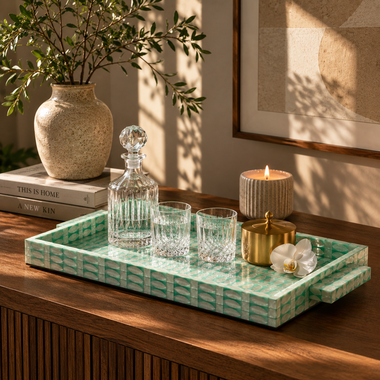 Riviera Bone Inlay Pearl Tray