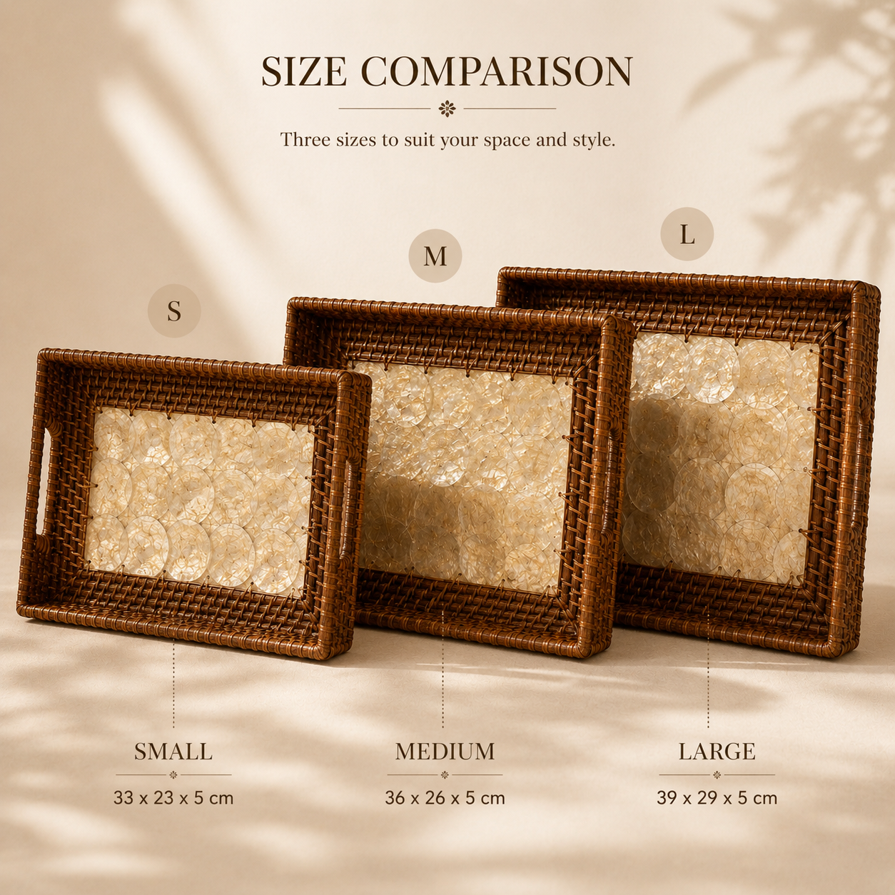 Rattan Seashell Capiz Tray