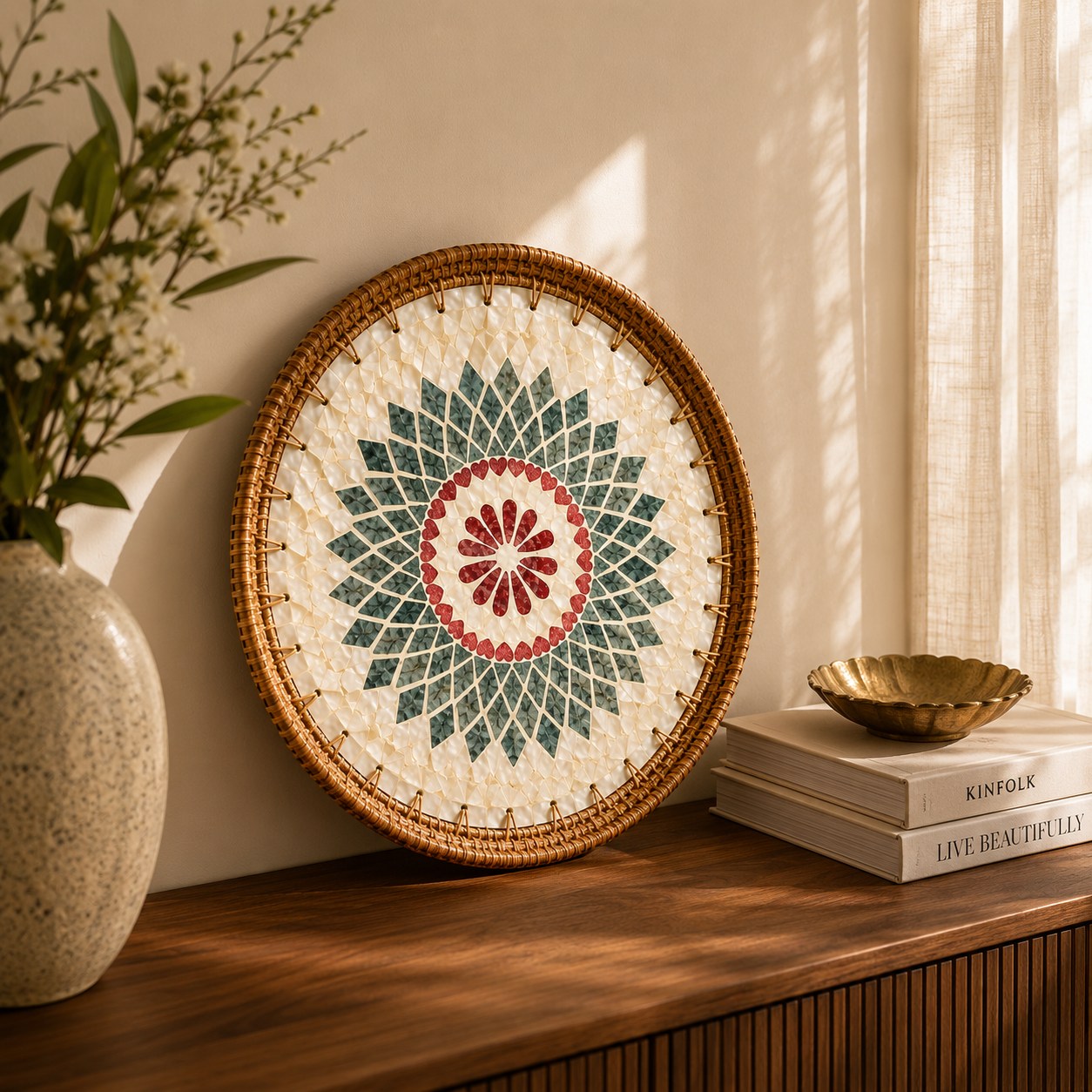Mosaic Pearl Tray | Round