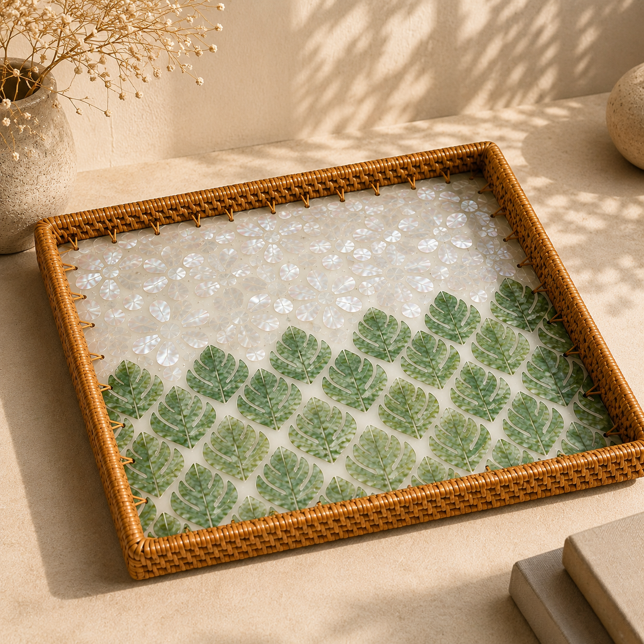 Monstera Pearl Tray | Sqaure