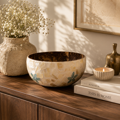 Floral Pearl Coconut Bowl