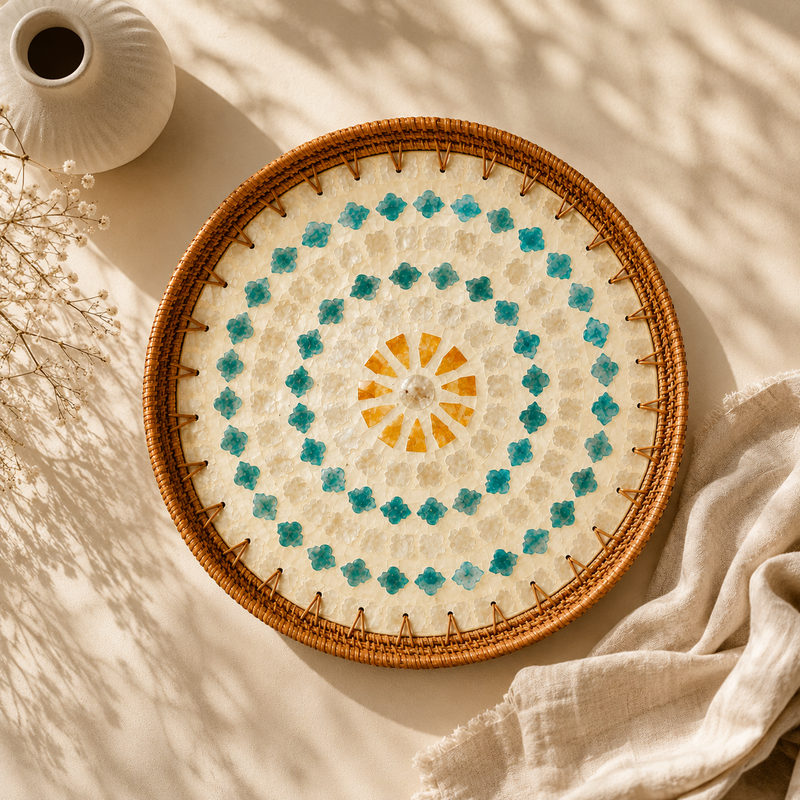 Turquoise Pearl Tray | Round