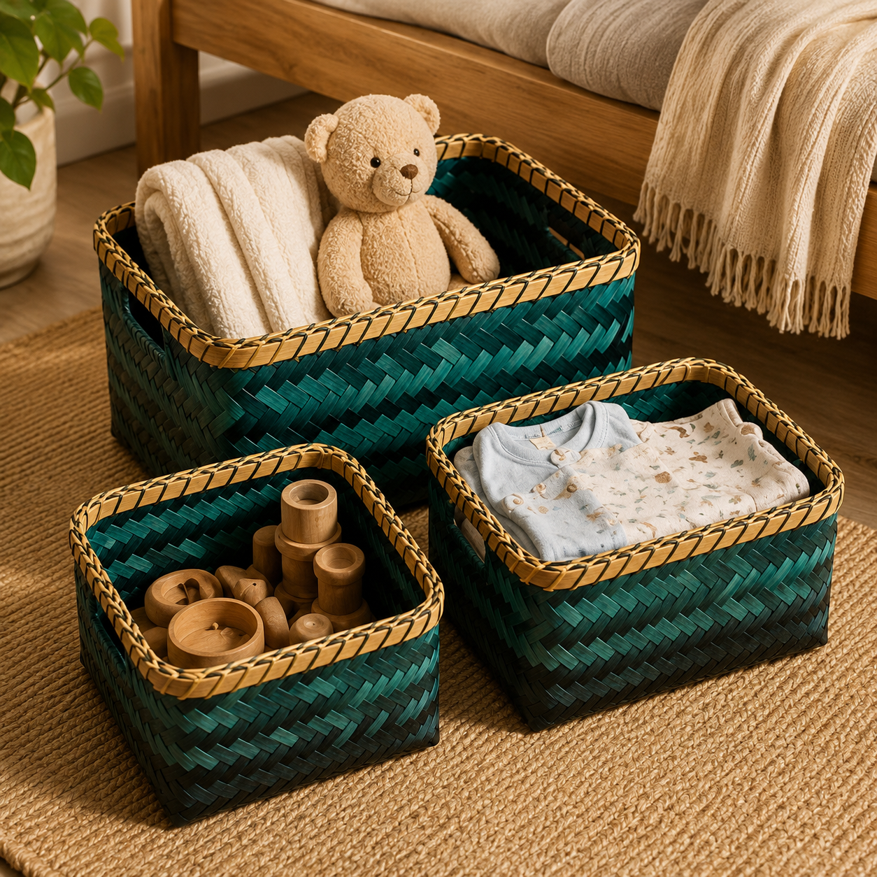 Bamboo Utility Basket Set