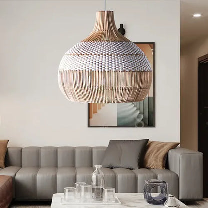 Tumip(White)- Unique handmade Woven Hanging Pendant Light