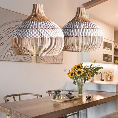 Tumip(White)- Unique handmade Woven Hanging Pendant Light
