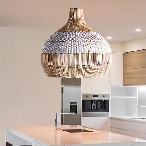 Tumip(White)- Unique handmade Woven Hanging Pendant Light