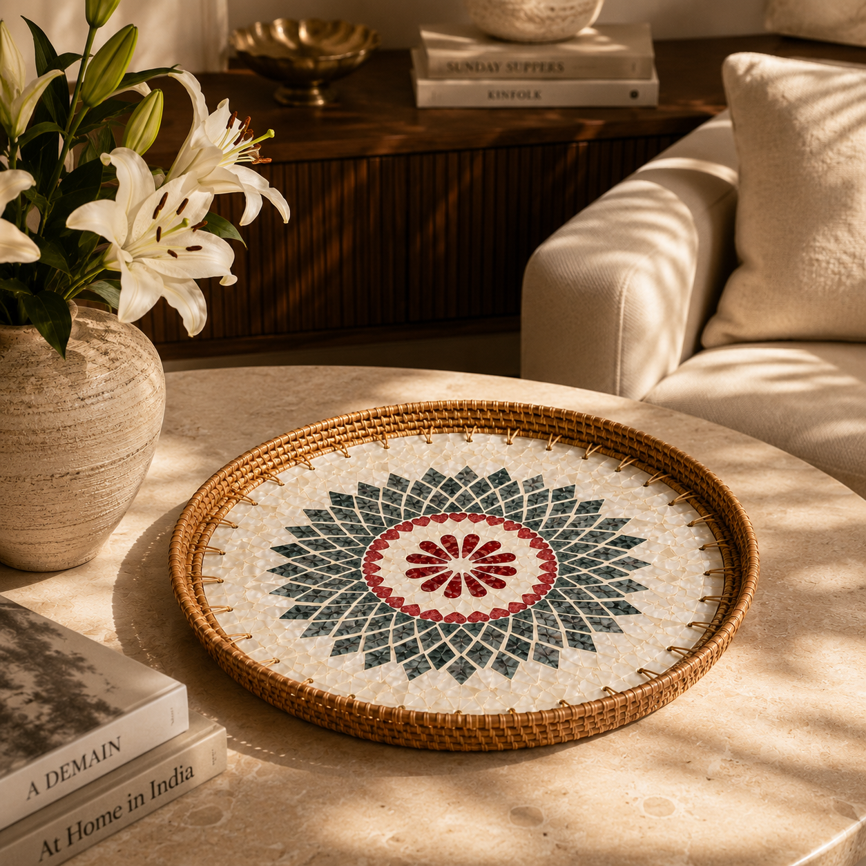 Mosaic Pearl Tray | Round