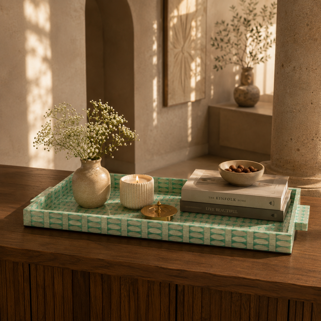Riviera Bone Inlay Pearl Tray