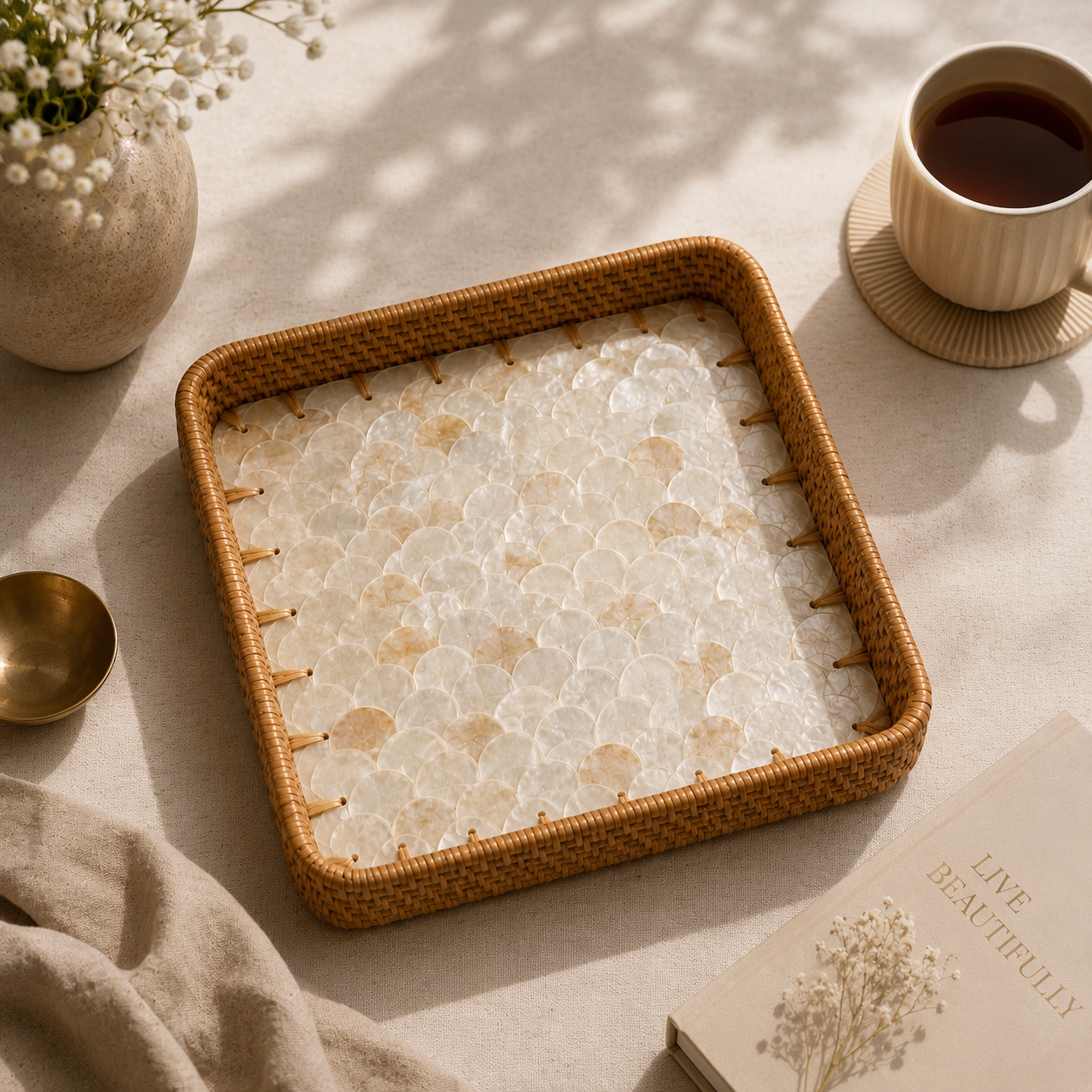 Ivory Pearl Tray | Square