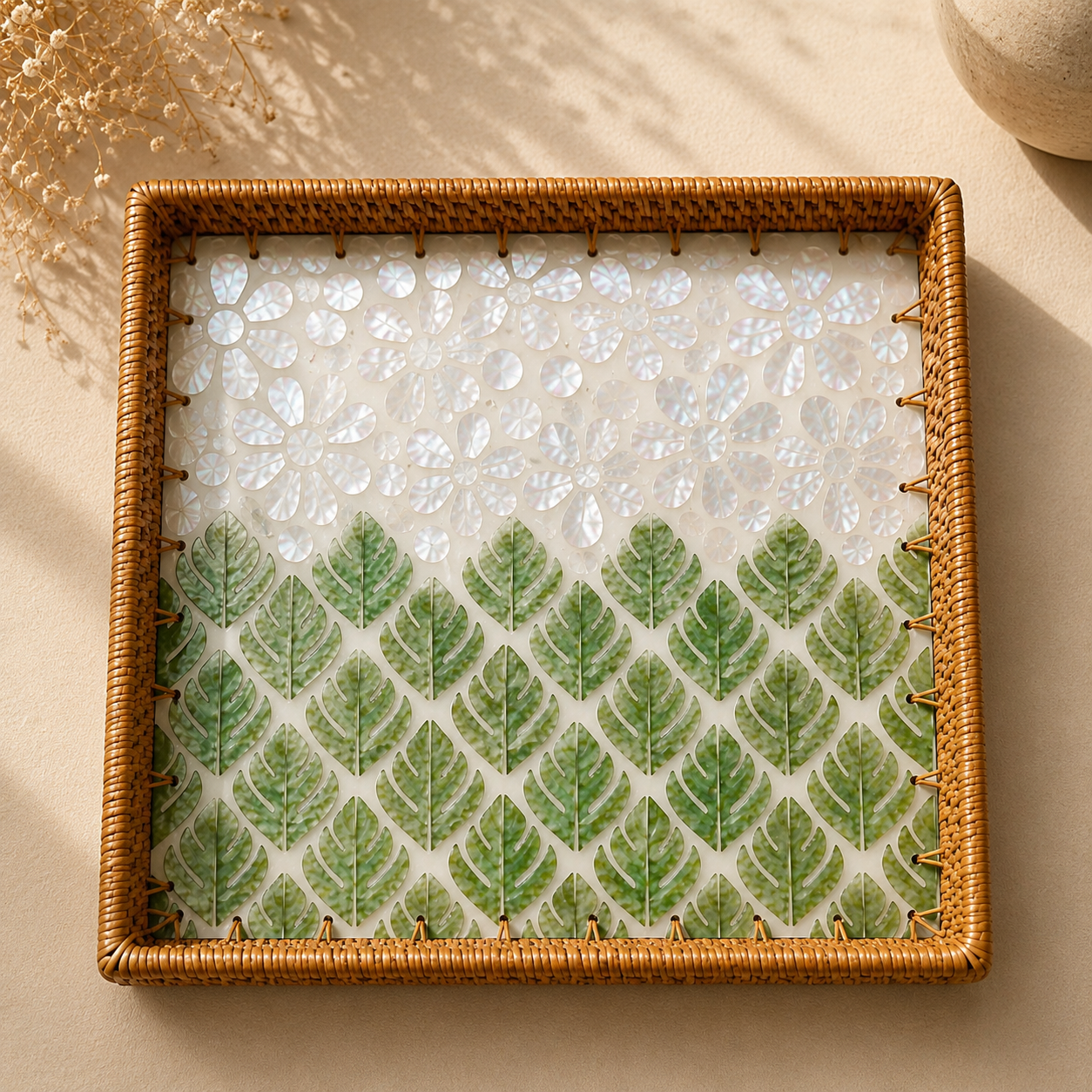 Monstera Pearl Tray | Sqaure